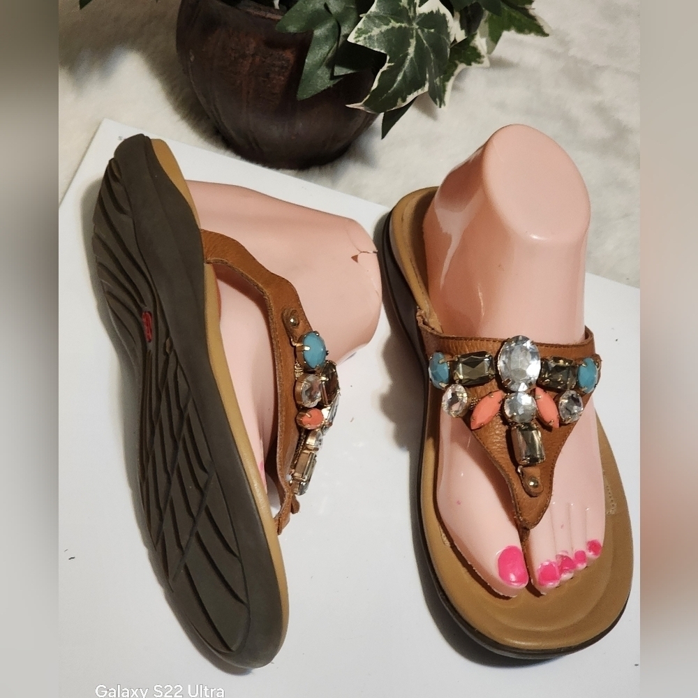 Obeo Brown and Blue Sandals with Ergonomic Footbed